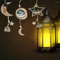 Decorative Figurines Eid Mubarak Decoration Wooden Moon Star Ornament Muslim Ramadan Birthday Party