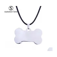 Pendant Necklaces Stainless Steel Pet Cat Dog Tag Necklace Cute Bone Puppy Collars Accessories Jewelry Fashion Drop Delivery Pendants Dhhnk
