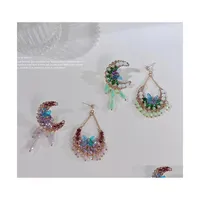 Dangle Chandelier Korean Handmade Trendy Asymmetric Moon Tassel Earrings For Women Fashion Butterfly Crystal Jewelry Gifts Drop Del Dhbkd