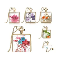 Pendant Necklaces Western Style For Women Fashion Jewelry Highgrade Crystal Glass Square Dry Flower Slide Necklace Drop Delivery Pend Dhick
