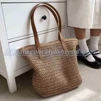 Totes Hand-woven Women's Shoulder Handbag Bohemian Summer Fashion Straw Beach Tote Bag Travel Shopper Weaving Shopping Bags 0127 23