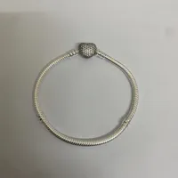 Pandora Bilezikler S925 STERLING Gümüş Tam Elmas Aşk Kalp Yılan Kemik Zinciri Moda Zincir Boncuklu
