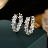 Hoop Earrings Shining Cubic Zirconia Circle For Women Sweet Fashion Jewelry Design Luxury Earings With CZ Stone