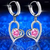 Hoop Earrings Arrival Silver Color Heart Shaped Zircon For Women Girls Fashion Jewelry Party Gift KY001