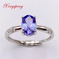Cluster Rings Xin Yipeng Gemstone Jewelry Real S925 Sterling Silver Inlaid Natural Tanzanite Fine Party Gifts For Women