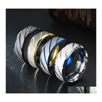 Band Rings Stainless Steel Twill Ring Wave Couple Chain Simple Men And Women Jewelry Gift Drop Delivery Dhbw7