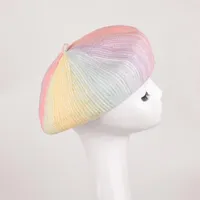 Berets 6 Colors Women's Vintage Wool Beret French Style Gradient Winter Warm Artist Knit Beanie Hat