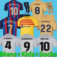 Pedri Soccer Jerseys Lewandowski Kit Ansu Fati Barcelonas Gavi Ferran Raphinha 22 23 F. de Jong Dest Dembele Camiseta de Futbol Football Shirt Men Kids Kits Kits