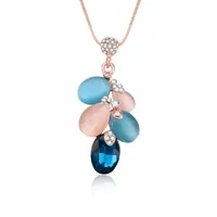 Pendant Necklaces 2023 Fashion Rose Gold Necklace Multicolour Stone Beads Trendy Crystal For Women Jewelry