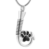 Pendant Necklaces Memorial Jewelry Fishhook Paws Chamrs Dog Cat Urn Stainless Steel Cremation Necklace Wih Filling Kit