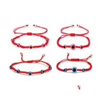 Link Chain Handmade Adjustable Red Rope Charm Bangles Lucky Eye Turkish Braided Evil Blue Eyes Bracelet For Women Mens Bracelets Fa Dh6Am