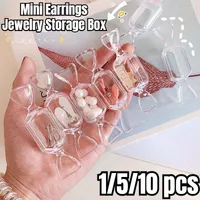 Storage Bags Teen Cute Girls Candy Shape PortableTransparent MakeUp Box Mini Earrings Jewelry Bag Travel Container Organizer