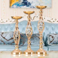 Party Decoration Wedding Candle Holders Gold Metal Vase Stand Candlestick Pillar Table Centerpiece Flower Home Decor Supplies