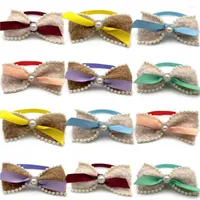 Dog Apparel 50 100pcs Cute Doggy Bow Ties Pearl Style Pet Neckties Supplies Accessories Small Dogs Cat Bowties Holiday Products