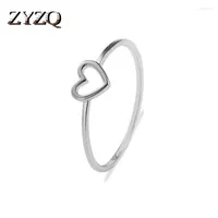 Wedding Rings ZYZQ Trendy Simple Heart Ring Band With Lovely Hollow Out Design Two Color Available Wholesale Lots Thin Finger