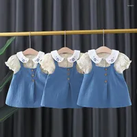 Girl Dresses 2023 Summer Baby Girls Denim Strap Dress