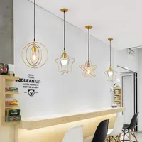 Pendant Lamps Modern Led Indoor Metal Lights Fixture Star Golden Black Iron Suspension Hanging Restaurant Home Room Decoration
