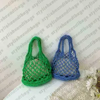 stylisheendibags Totes Summer Women New Solid Color Mesh Beach Tote Bag Simple Hollow Out Mesh Rope Weaving Handbag Female Shopping Bag with Pouch 0127 23