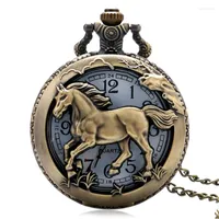 Pocket Watches Men Women Steampunk Carving Horse Half Quartz Watch Engraved Pendant Gift With Necklace Chain