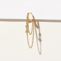 Hoop Earrings SO 1Piece Copper Multicolor Zircon Geometry Chain Jewelry For Women Fashion Simple Party Gift Wholesale