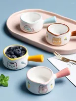 Bowls Nordic Small Milk Cup With Handles Mini Pot Coffee Utensils Ceramic Cute Heart-shaped Fruit Salad Bowl Daily Tableware