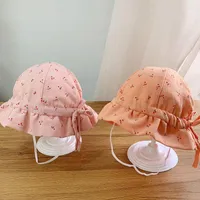Hats Floral Printed Baby Bucket Hat Spring Summer Outdoor UV Protection Born Adjustable Soft Cotton Girl Beach Sun