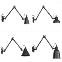 Wall Lamps American Country Retro Long Arm Lamp Bedside Reading Decoration Bedroom Living Room Loft Up Down Led Lights Black