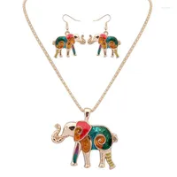 Necklace Earrings Set Girls Gift Fashion Cool Elephant Drop Earring For Women Pendant Chain Xmas N35