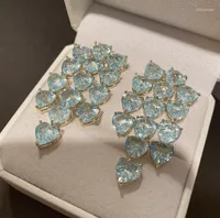 Dangle Earrings & Chandelier Simple Light Blue Peach Heart-shaped Diamond Temperament Zircon Stud Translucent Love A String EardropiDangle M
