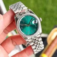 Classic Green Dial Fashion Mens Watches 41mm Diamond Bezel Mechanical Movement Automatic Wristwatches Stainless Steel Strap Business Casual