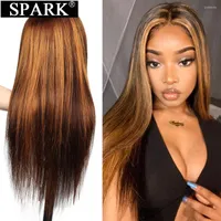 180% Density Wig Ombre Highlight Color 4x4 Lace Front Human Hair Wigs Brazilian Straight Frontal For Black Women