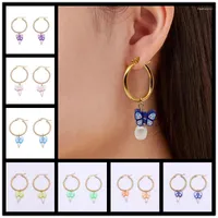 Hoop Earrings Vintage Pearl For Women Color Soft Ceramics Pendant Of Bohemia Butterfly Dangle Drop 2023 Jewelry