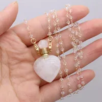 Pendant Necklaces Natural Semi-precious Stones Clear Quartz Perfume Bottle Necklace 80CM Crystals Chain Ladies Party Wearing Holiday GiftPen
