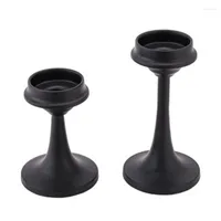 Candle Holders Black Set Of 2 Retro For Pillar Candles Candlestick Table Wedding Decor