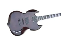 Lvybest Factory Custom Unusual Shape Brown Body Electric Guitar with Rosewood Fretboard Black Hardware Offer Customized