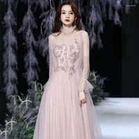 Ubranie etniczne 2023 Kobietowe sukienki temperamentu Elegancka elegancka suknia wieczorowa o długości podłogi wykwintne cekiny Bling A-Line Formalna sukienka