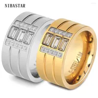 Wedding Rings Stainless Steel Titanium Ring For Men Women CZ Crystal Band Jewelry Accessories