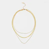 Chains 3-layer Snake Chain Necklace For Women Stacking Jewelry 14K Gold Plated Stainless Steel Chunky NecklaceChains Heal22