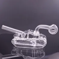 New Design Tank Shape Dab Rigs Oil Burner Bong Water Pipes Unique Ash Catcher Bongs with 30mm Bowl Oil Burner Pipe Dhl Free