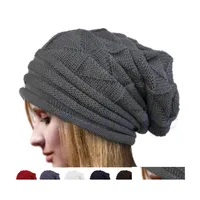 Beanie Skull Caps Women Knit Baggy Beanie Oversize Winter Hat Ski Slouchy Cap Skl Wool Warm Beanies Drop Delivery Fashion Accessorie Otmzd