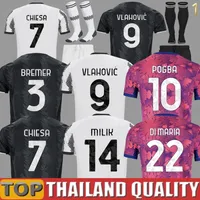 22 23 Vlahovic Chiesa Milik Soccer Jerseys 2022 2023 Pogba Men Kit Kit Set Bonucci Football Shirt