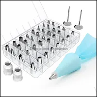 Baking Pastry Tools 42Pcs Cake Decorating Kit Supplies Diy Mouth Set 36 Icing Tips 1 Bag 2 Flower Nails Pp Couplers Frostin Drop D Dho9H