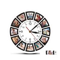 Wall Clocks Create Your Own Custom 12 Pos Collage Instagram Home Clock Personalized Family Printed Watch Drop Delivery Garden Decor Dhchs
