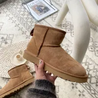 Mini semi-snow boots fur slippers classic suede sheepskin wool winter ankle boots