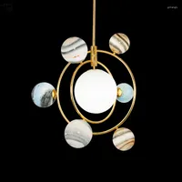 Chandeliers Colorful Glass Chandelier G9 Led Planet Novelty Creative Personality Modern Luxury Bedroom Living Children's Room Bar Hang