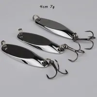 4cm 7g Spoons Hook Metal Baits & Lures 8# Treble Hooks Silver Fishing Gear 10 Pieces / lot M-1