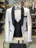Men's Suits & Blazers Costume Elegant Ivory 3 Pieces Slim Fit Wedding Tuxedos One Button Notched Lapel Groomsmen Wear Custom Made Prom Blaze