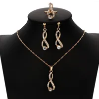Necklace Earrings Set Austrian Crystal Circles Jewelry Pendant Stud Drop