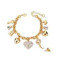 Charm Bracelets Diamond Love Heart Bracelet Handmade Rhinestone Crystal For Women Hip Hop Bangle Jewelry Accessories Dhs K24Fa Drop D Dhczo