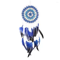 Dekorative Figuren blau kreativer Handhaken -Disc Dream Catcher Anhänger Zimmer Lebendige Veranda Modedekoration Freund Geburtstagsgeschenk